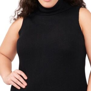 PLUS-SIZE SLEEVELESS TURTLENECK SWEATER DRESS